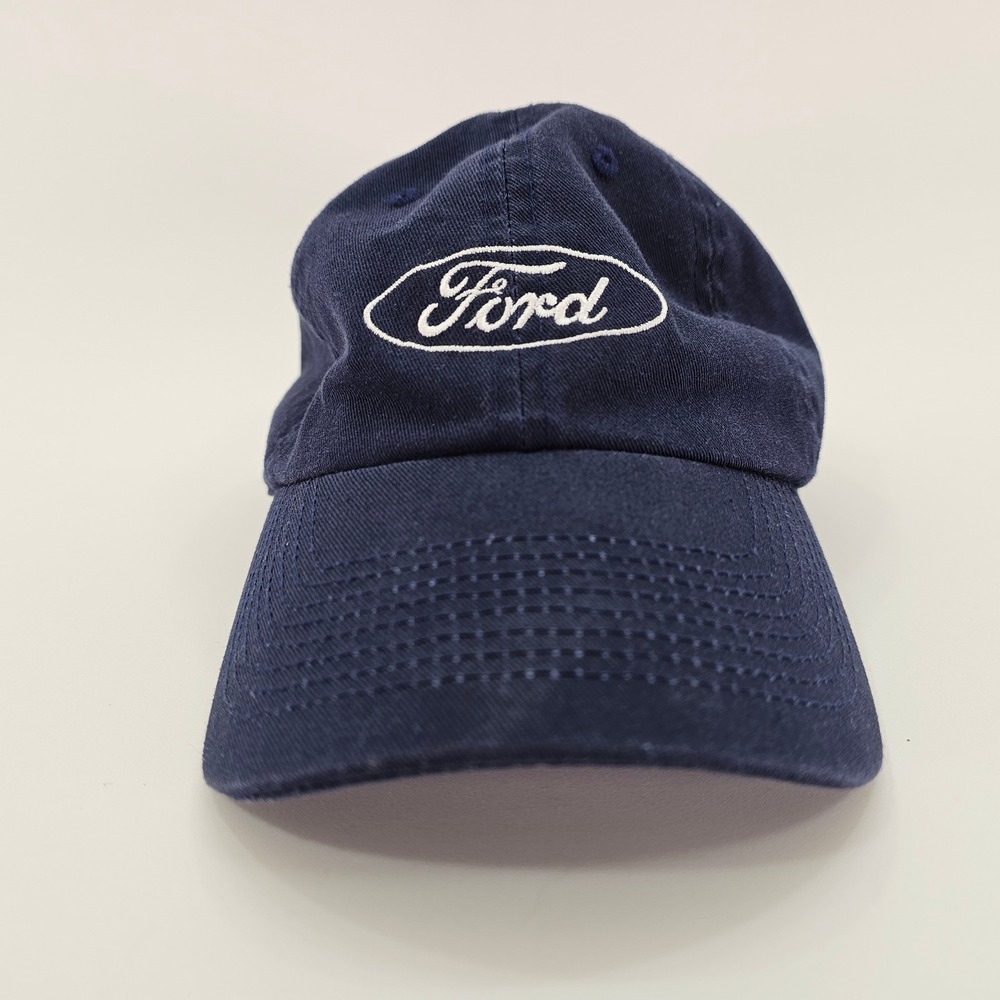Vintage Ford Hat Mens OSFM Navy Blue Embroidered Logo Adjustable Dad Cap Skate